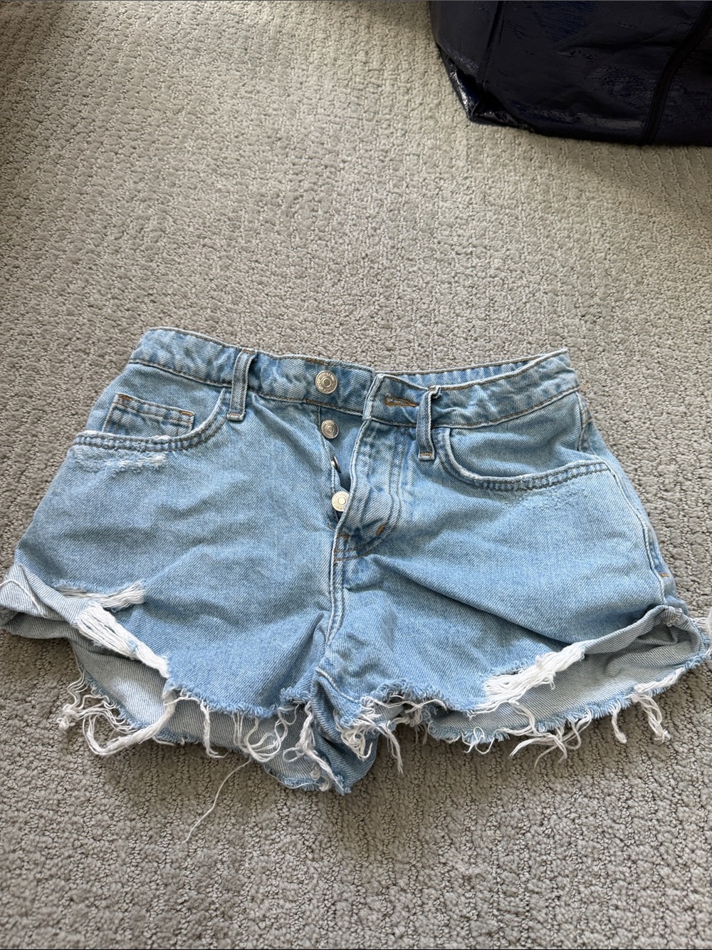 Forever 21 Light Blue Distressed Denim Shorts